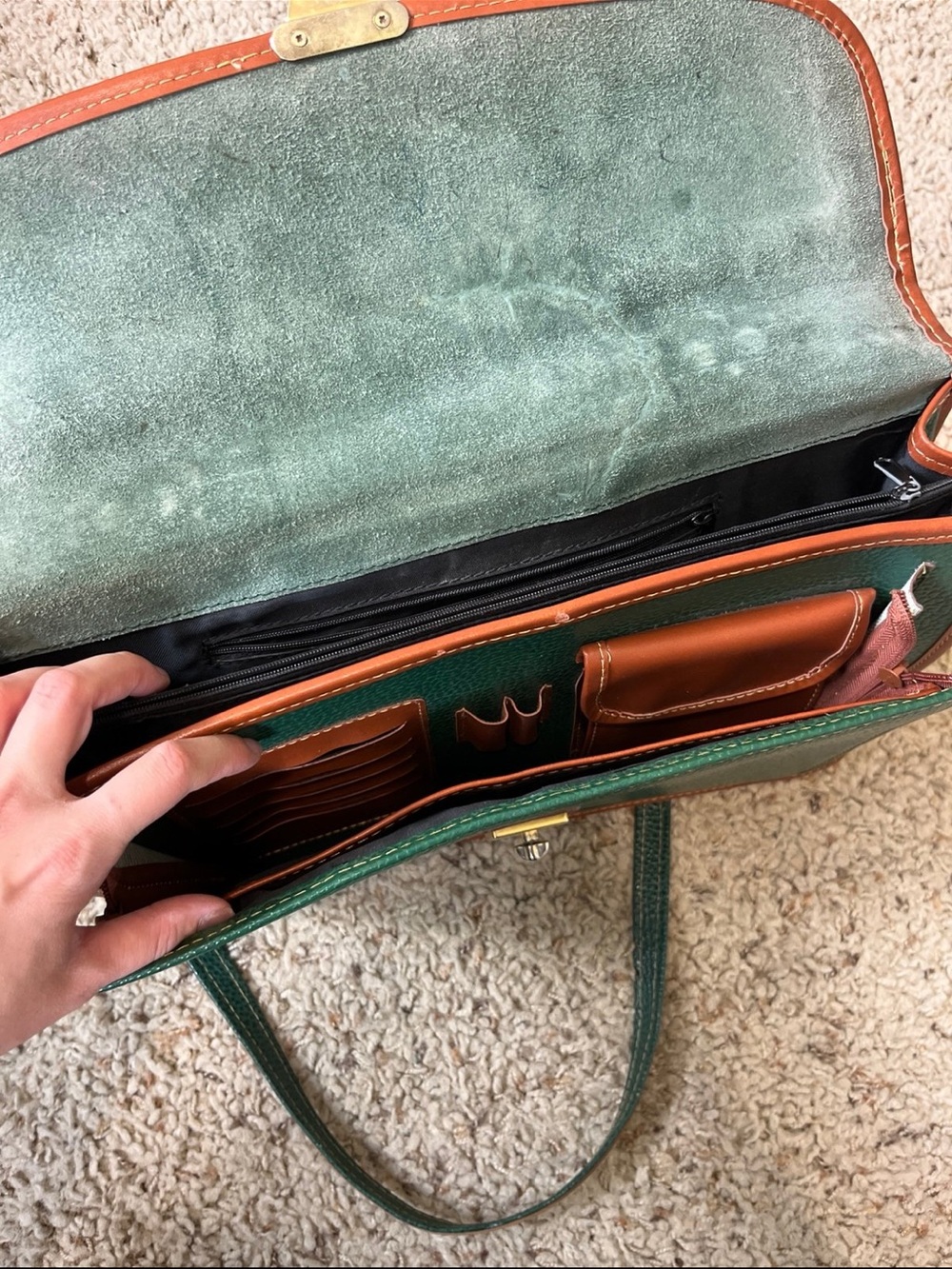 Dooney & Bourke Pebble Collection Emerald Green Leather -Business Bag - Picture 8 of 8